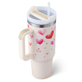 40 Oz Tumbler With Handle Straw Insulated, Stainless Steel Spill Proof Vacuum Coffee Cup Suitable For Car Gym Office Travel
