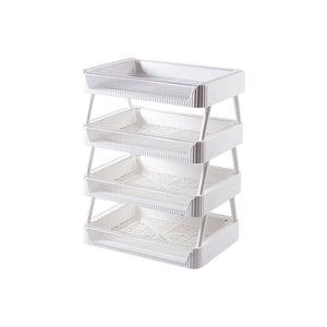 Kitchen Folding Storage Rack with Draining Basket Fruit Vegetable Storage Holder
