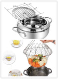 Stainless Steel Telescopic Folding Basket Frying Basket French Fries