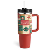 40 Oz Tumbler With Handle Straw Insulated, Stainless Steel Spill Proof Vacuum Coffee Cup Suitable For Car Gym Office Travel