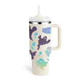 40 Oz Tumbler With Handle Straw Insulated, Stainless Steel Spill Proof Vacuum Coffee Cup Suitable For Car Gym Office Travel
