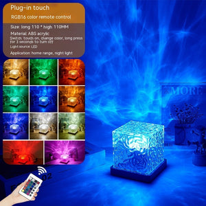 LED Water Ripple Ambient Night Light USB Rotating Projection Crystal Table Lamp