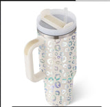 40 Oz Tumbler With Handle Straw Insulated, Stainless Steel Spill Proof Vacuum Coffee Cup Suitable For Car Gym Office Travel