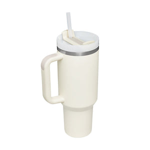 40 Oz Tumbler With Handle Straw Insulated, Stainless Steel Spill Proof Vacuum Coffee Cup Suitable For Car Gym Office Travel