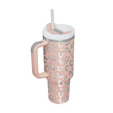 40 Oz Tumbler With Handle Straw Insulated, Stainless Steel Spill Proof Vacuum Coffee Cup Suitable For Car Gym Office Travel