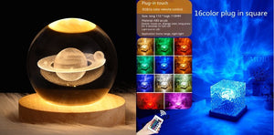 LED Water Ripple Ambient Night Light USB Rotating Projection Crystal Table Lamp