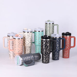 40 Oz Tumbler With Handle Straw Insulated, Stainless Steel Spill Proof Vacuum Coffee Cup Suitable For Car Gym Office Travel