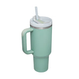 40 Oz Tumbler With Handle Straw Insulated, Stainless Steel Spill Proof Vacuum Coffee Cup Suitable For Car Gym Office Travel