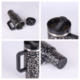 40 Oz Tumbler With Handle Straw Insulated, Stainless Steel Spill Proof Vacuum Coffee Cup Suitable For Car Gym Office Travel