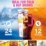 40 Oz Tumbler With Handle Straw Insulated, Stainless Steel Spill Proof Vacuum Coffee Cup Suitable For Car Gym Office Travel